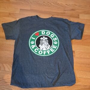 Gildan Blue 'I Love Dogs & Coffee' T-Shirt